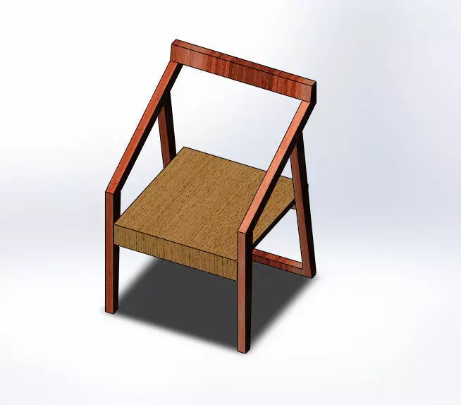 wooden arm chair Low-poly 3D model_0