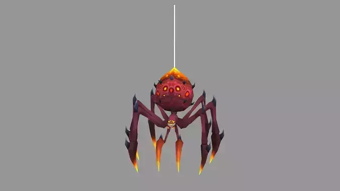 Cartoon fire-elemental spider monster