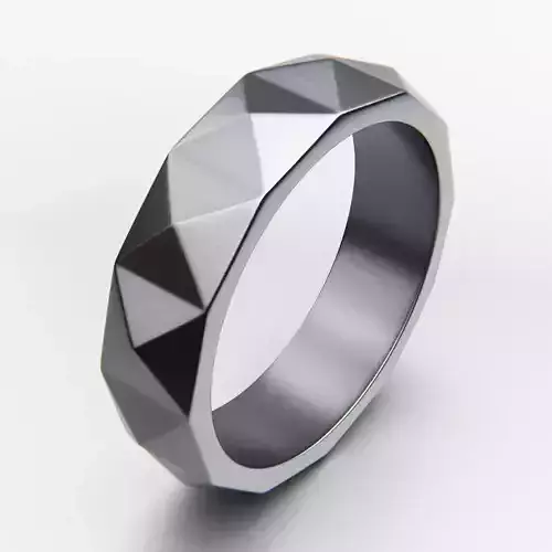 Faceted Geometric Metal Ring - Low Poly Modern Band 3D Model