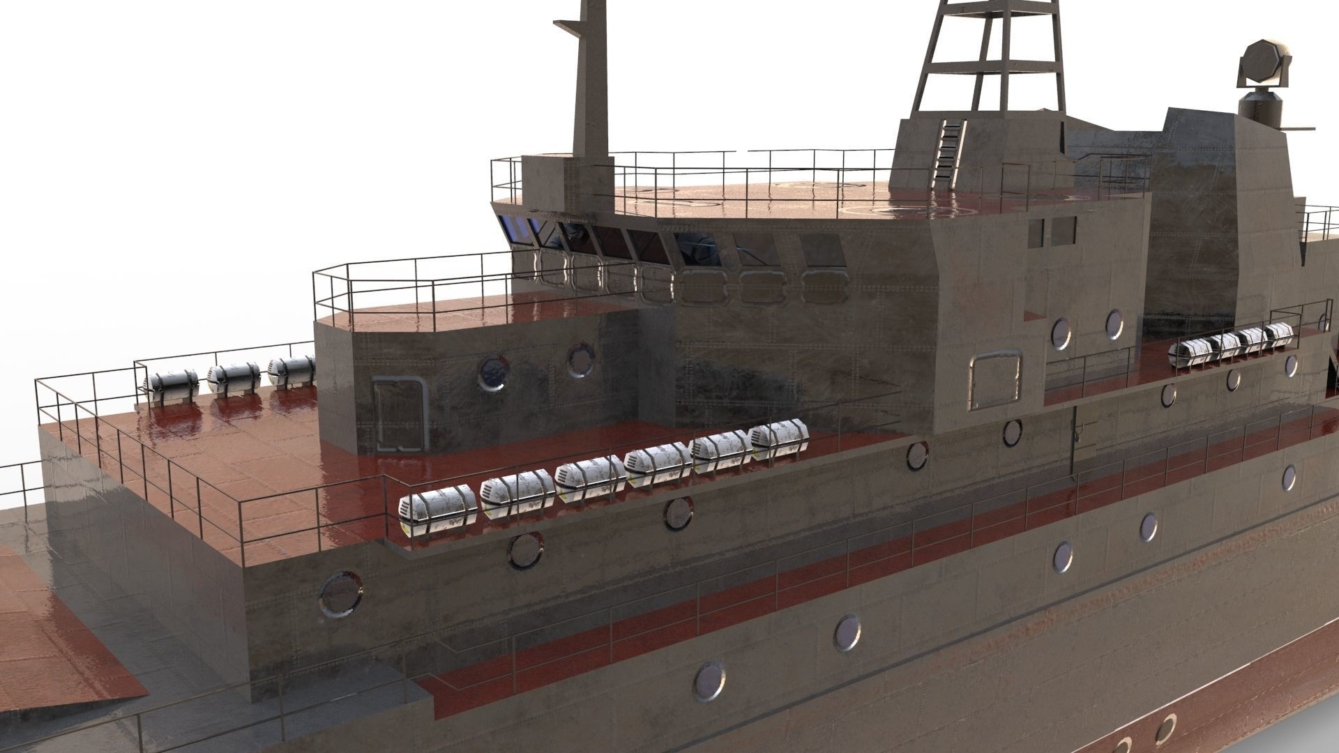 Ropucha Class Landing Ship Low-poly 3D model_8