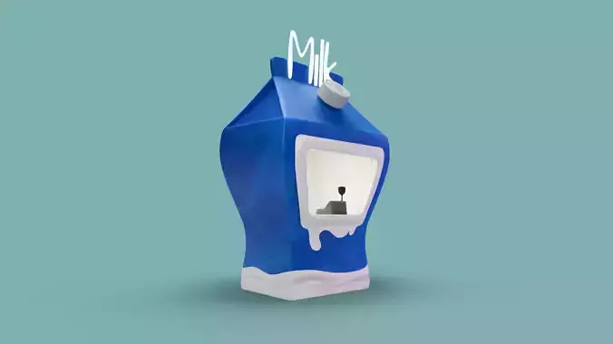 Low poly Market Stall Kiosk Fresh Milk