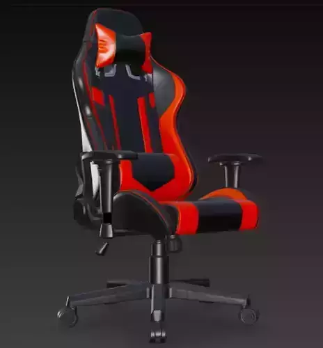Racing Style Gaming Chair Red Black PBR 3D Model High Detail