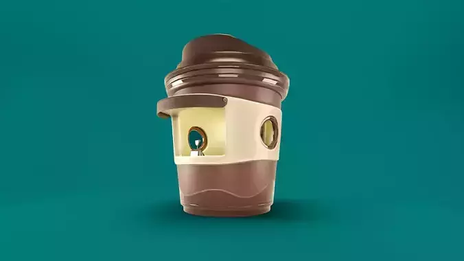 Low Poly Market Stall Kiosk  coffee cup