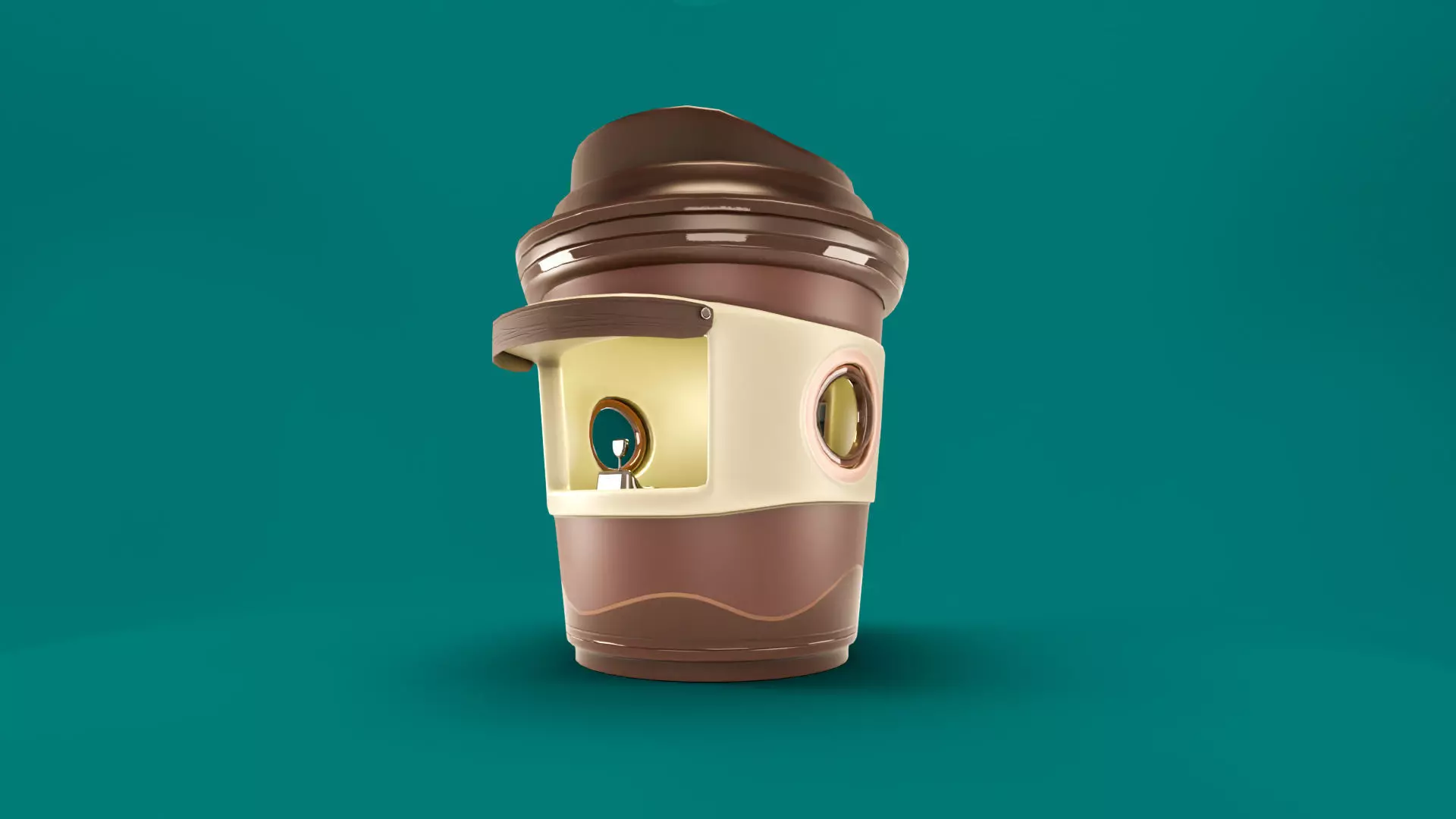 Low Poly Market Stall Kiosk coffee cup Free low-poly 3D model