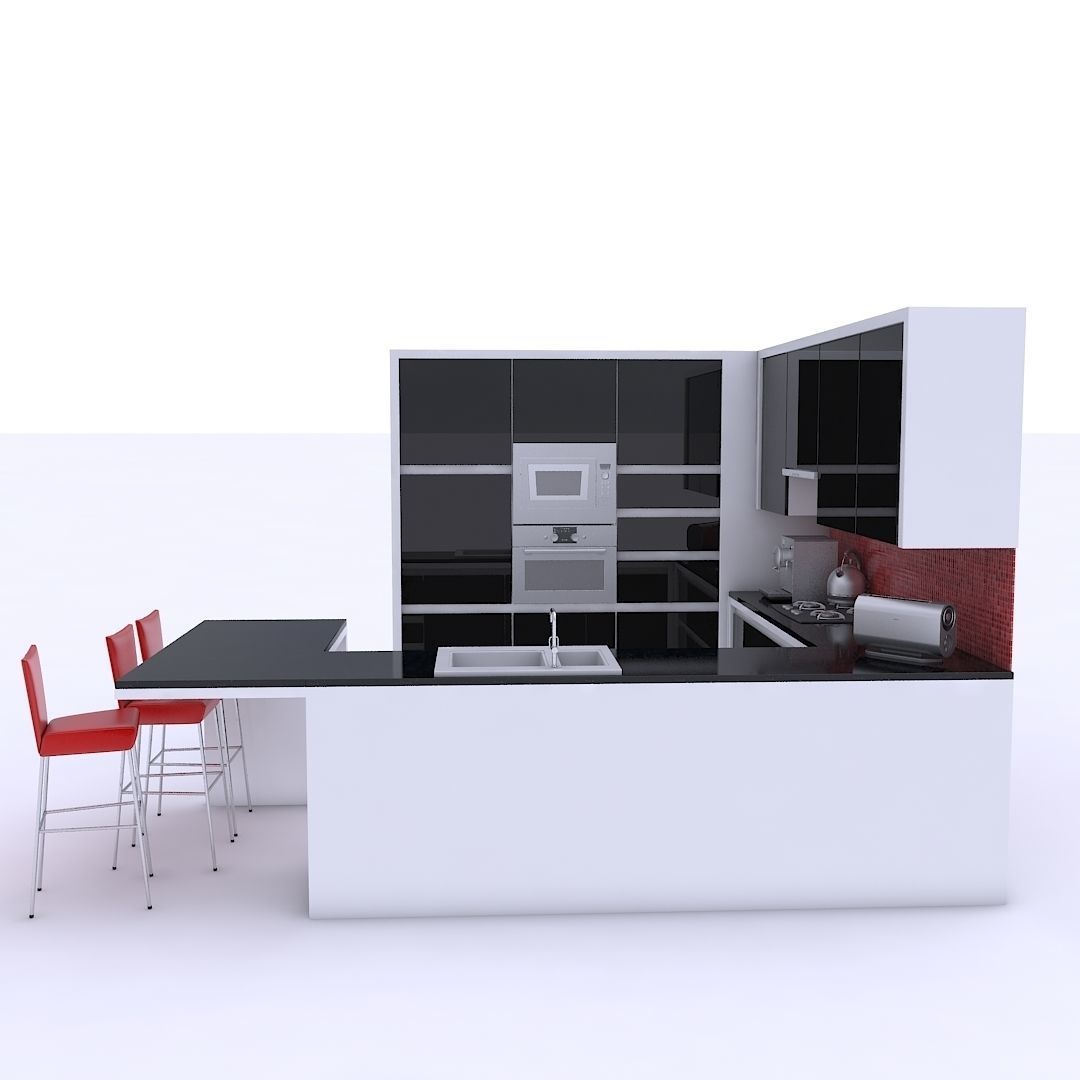 kitchen modern - modern 3D model_1