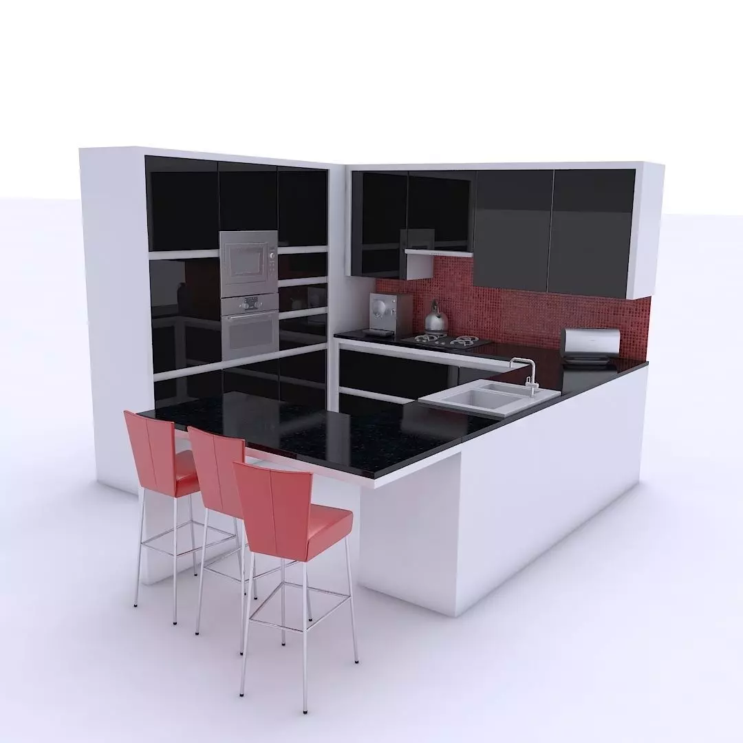 kitchen modern - modern 3D model_0