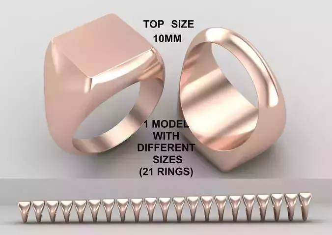 Square Signet Ring Base 10MM top in All sizes 197-MWC 