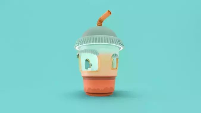 Low Poly Market Stall Kiosk  Ice Cup