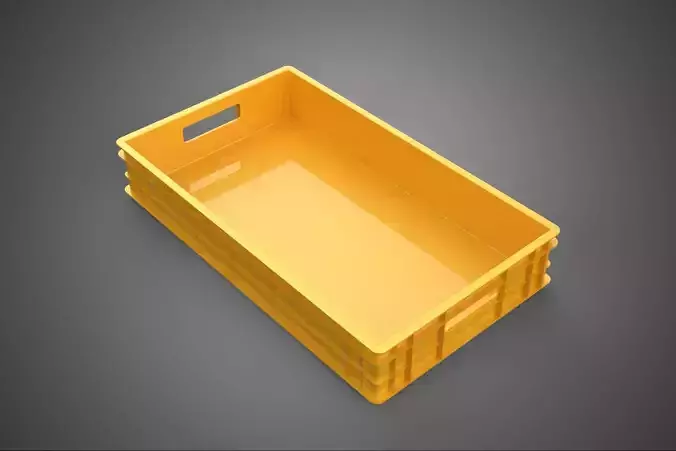 STANDARD RECTANGULAR YELLOW PLASTIC CRATE BOX HANDHOLD CONTAINER