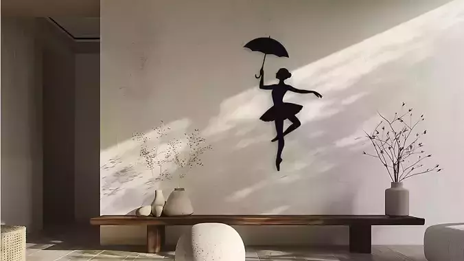 Ballerina with Umbrella Wall Decor