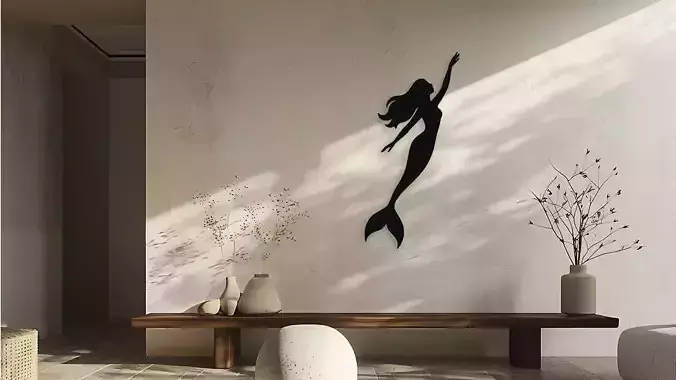 Mermaid Silhouette Wall Decor Art
