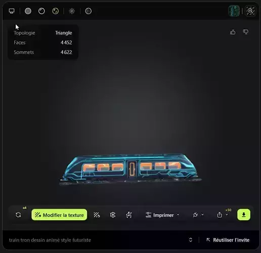 Futuristic Tron-Style Train Lowpoly