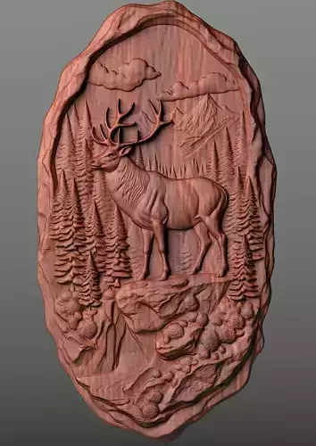 Deer in the forest panel