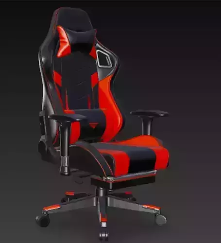 Racing Style Gaming Chair Red Black PBR 3D Model
