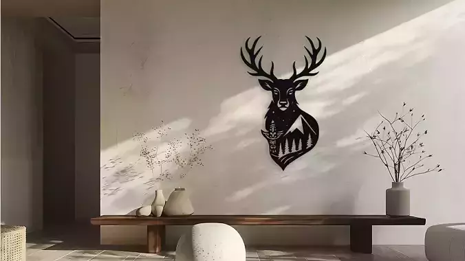 Majestic Deer Head Wall Decor Art