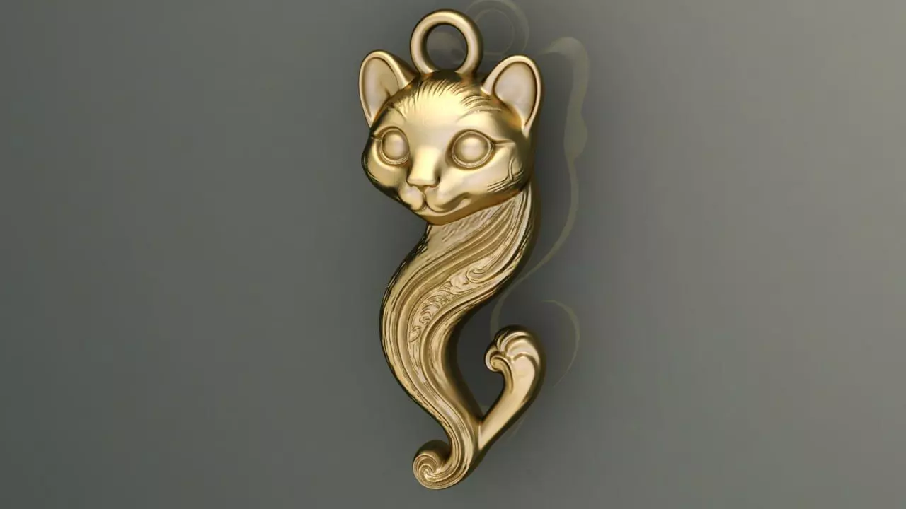 Cute cat pendant 3D print model