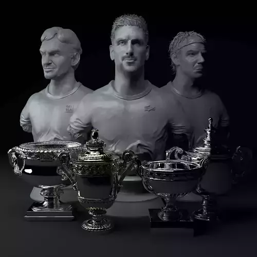 Big Three Nadal Djokovic Federer Premium 3D Diorama STL