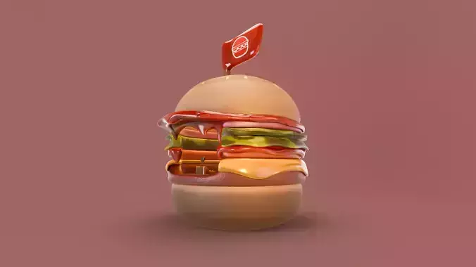 Low Poly Market Stall Kiosk  Burger Low-poly 3D model 3