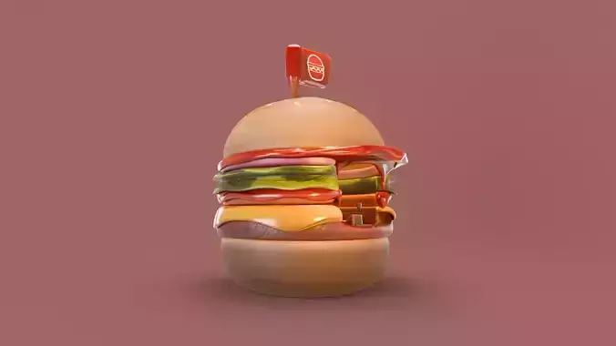 Low Poly Market Stall Kiosk  Burger Low-poly 3D model 2