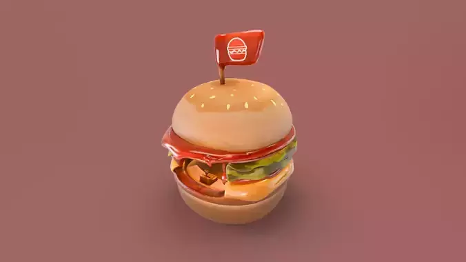 Low Poly Market Stall Kiosk  Burger Low-poly 3D model 5
