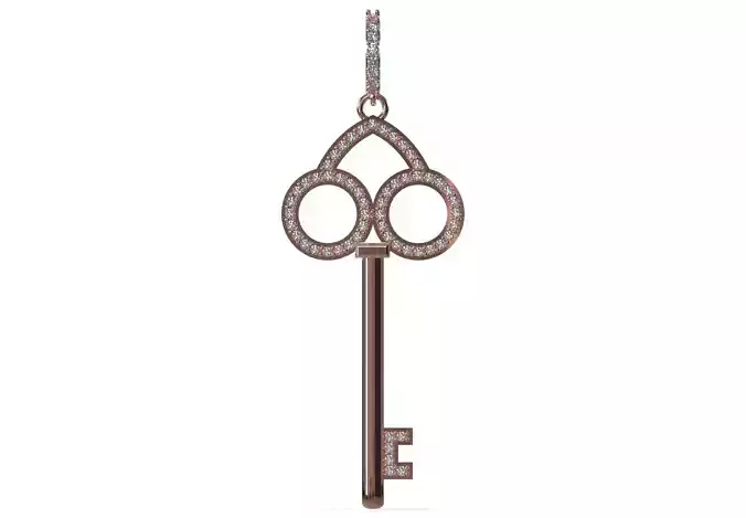 Jeweled Heart Key stl 3d jewelry Pendant model jp0140