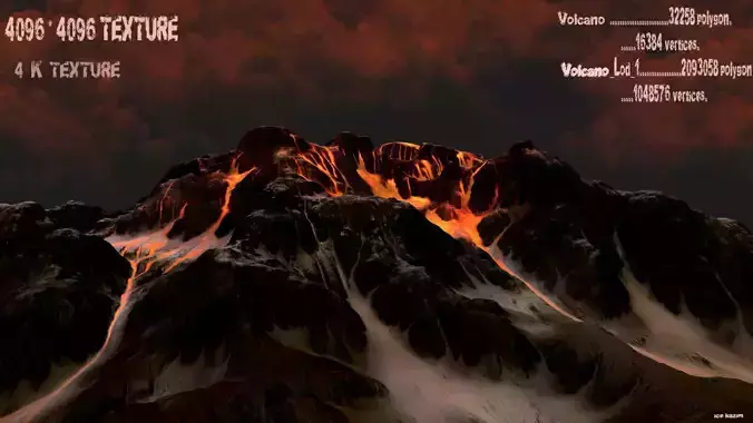 Volcano mountain with lava