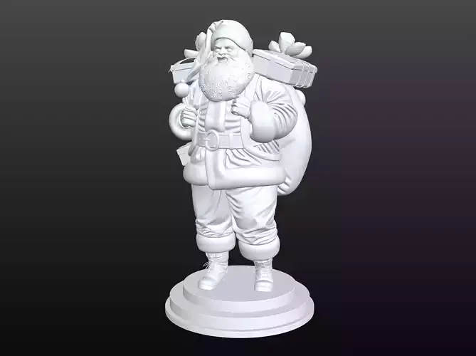 Santa Claus with Gifts Realistic Christmas STL Model