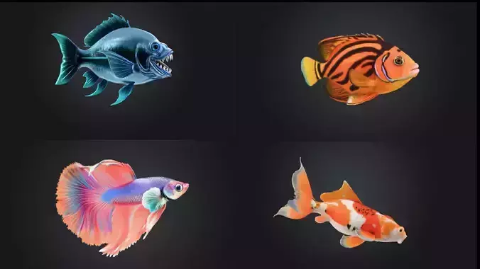 Underwater Fish bundle of 4