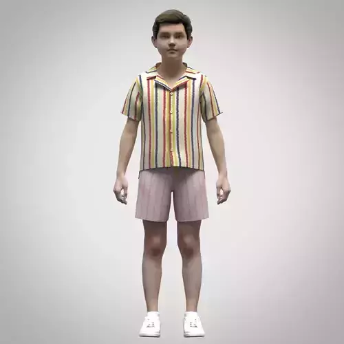 3d model boys resort shirt and shorts set Rigged Model
