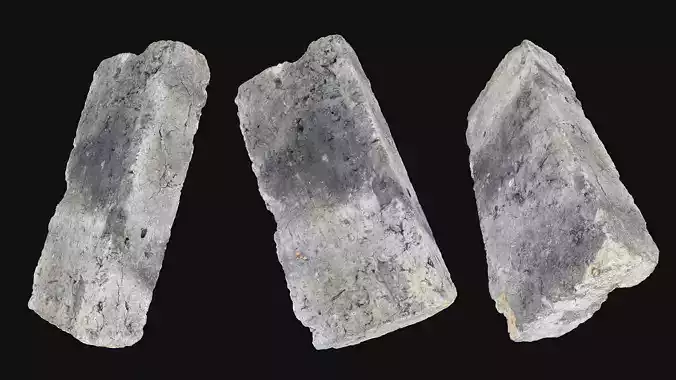 Realistic broken grey brick 3d scan in highpoly