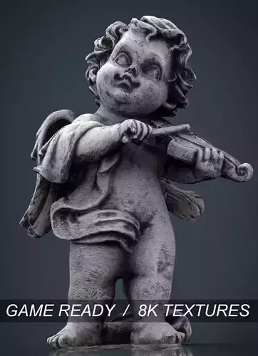 Angel statue of cupid Low-poly 3D model