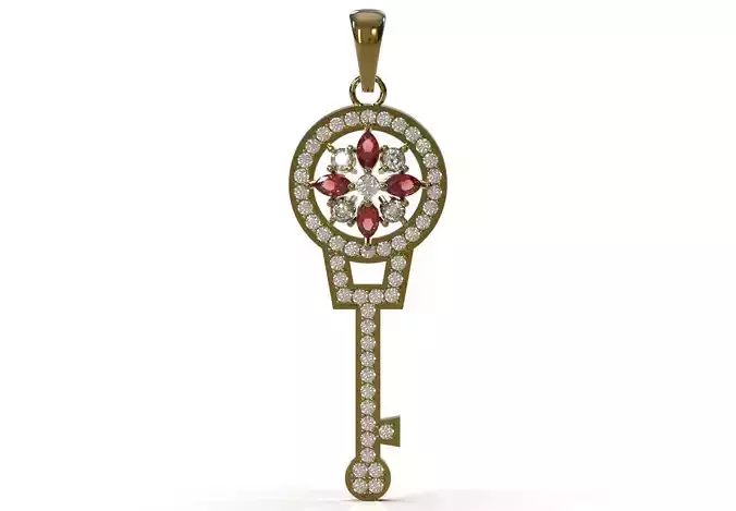 Hidden Garden Key stl 3d jewelry gold Pendant model jp0400