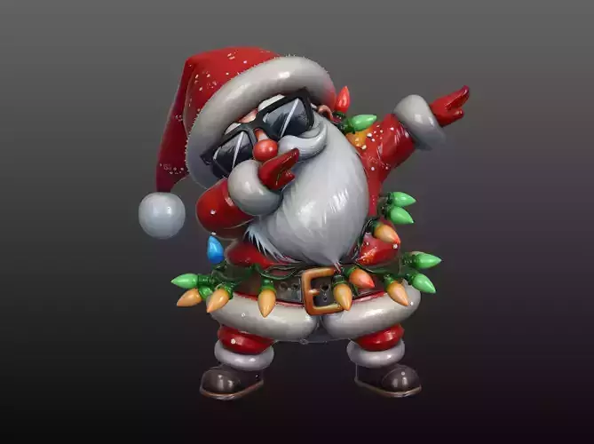 Santa Claus Modern Cartoon Cool Christmas STL Model