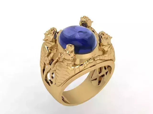 Four Tigers Protecting the Body Ring for 