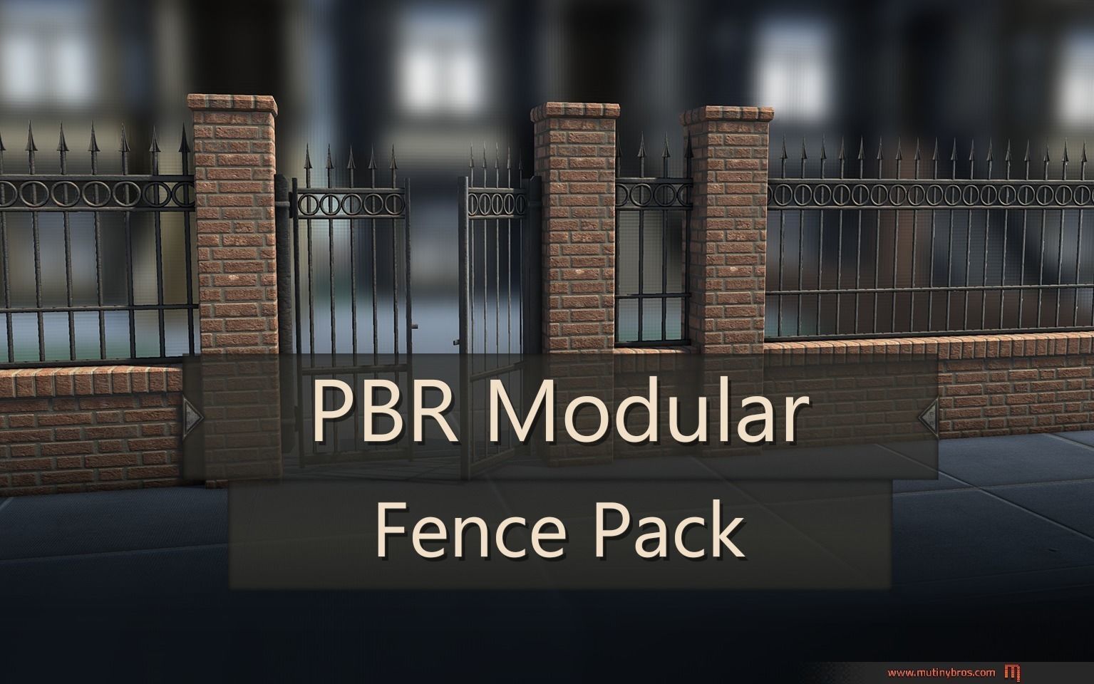 PBR Modular Fence Pack Low-poly 3D model