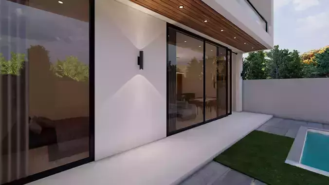 Minimal Modern Villa with Pool Exterior -Interior Design 3D model 5