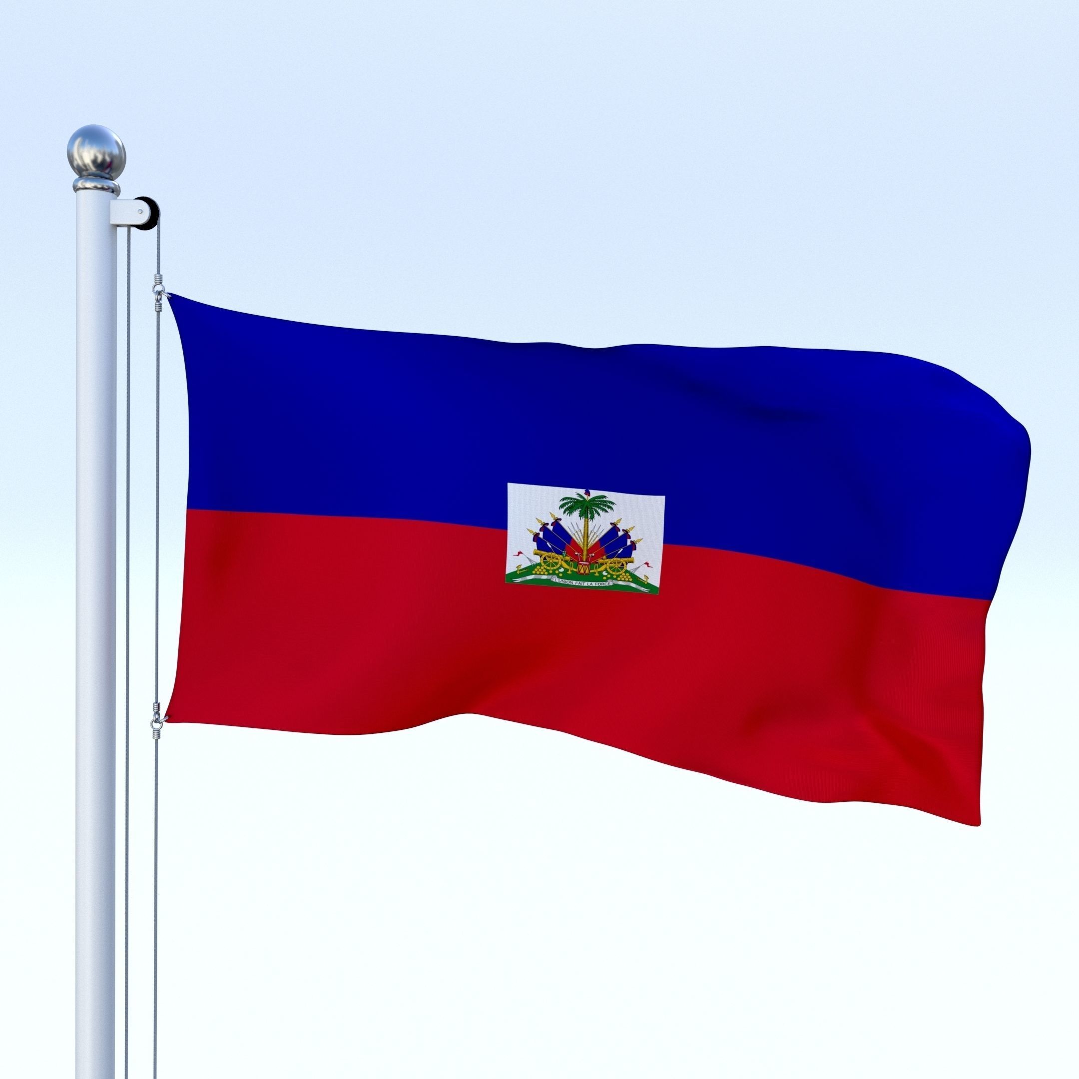 Animated Haiti Flag Low-poly 3D model_2