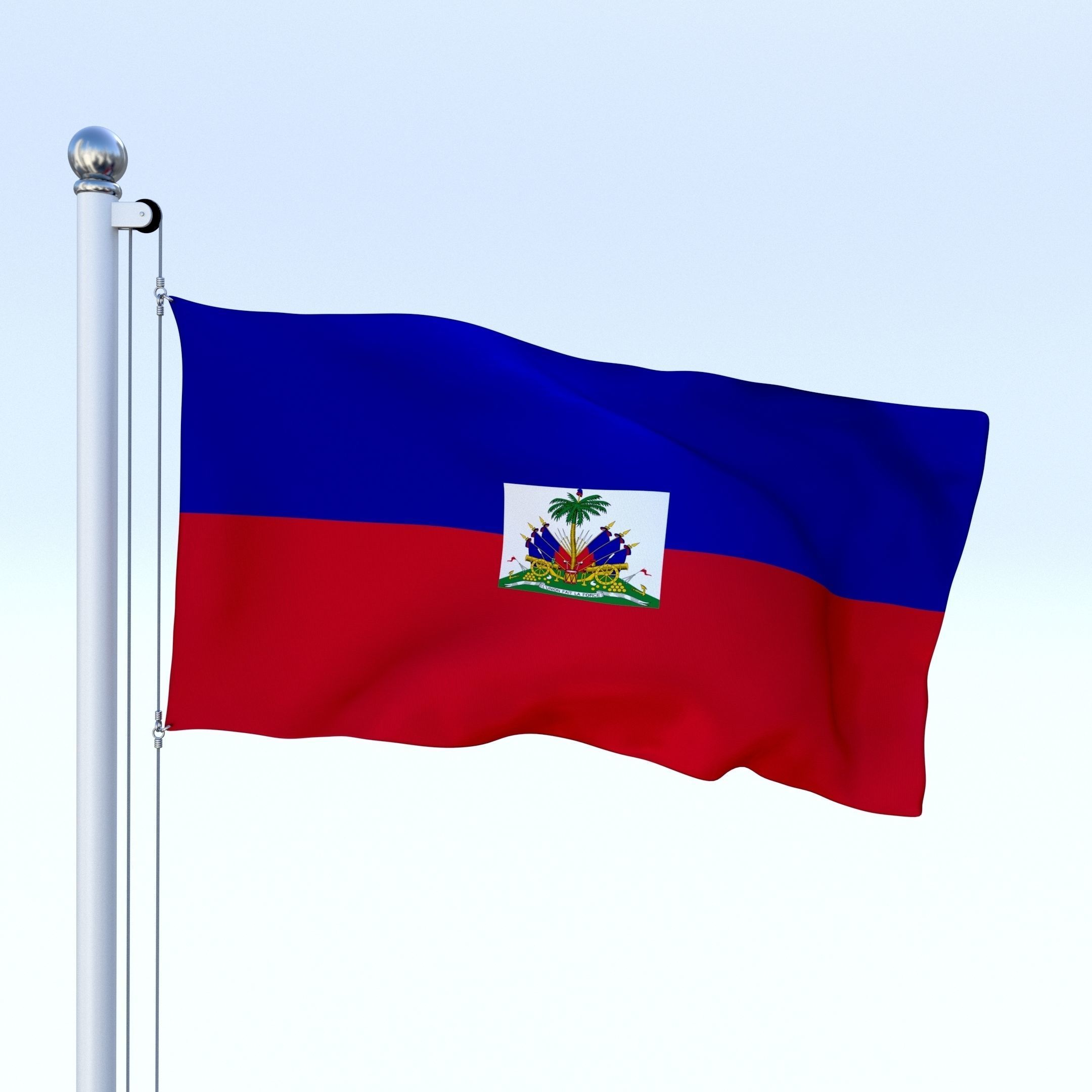 Animated Haiti Flag Low-poly 3D model_16