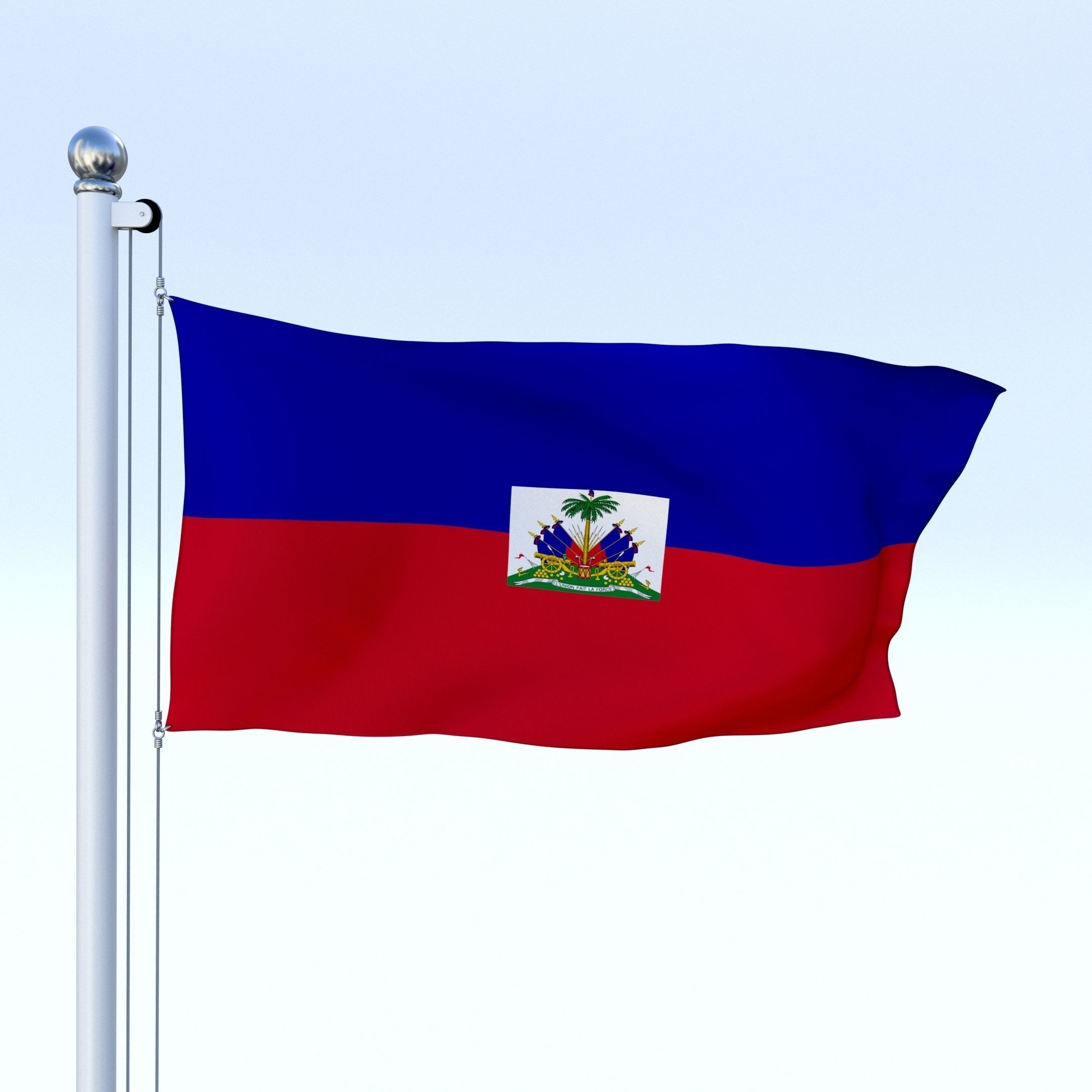 Animated Haiti Flag Low-poly 3D model_3