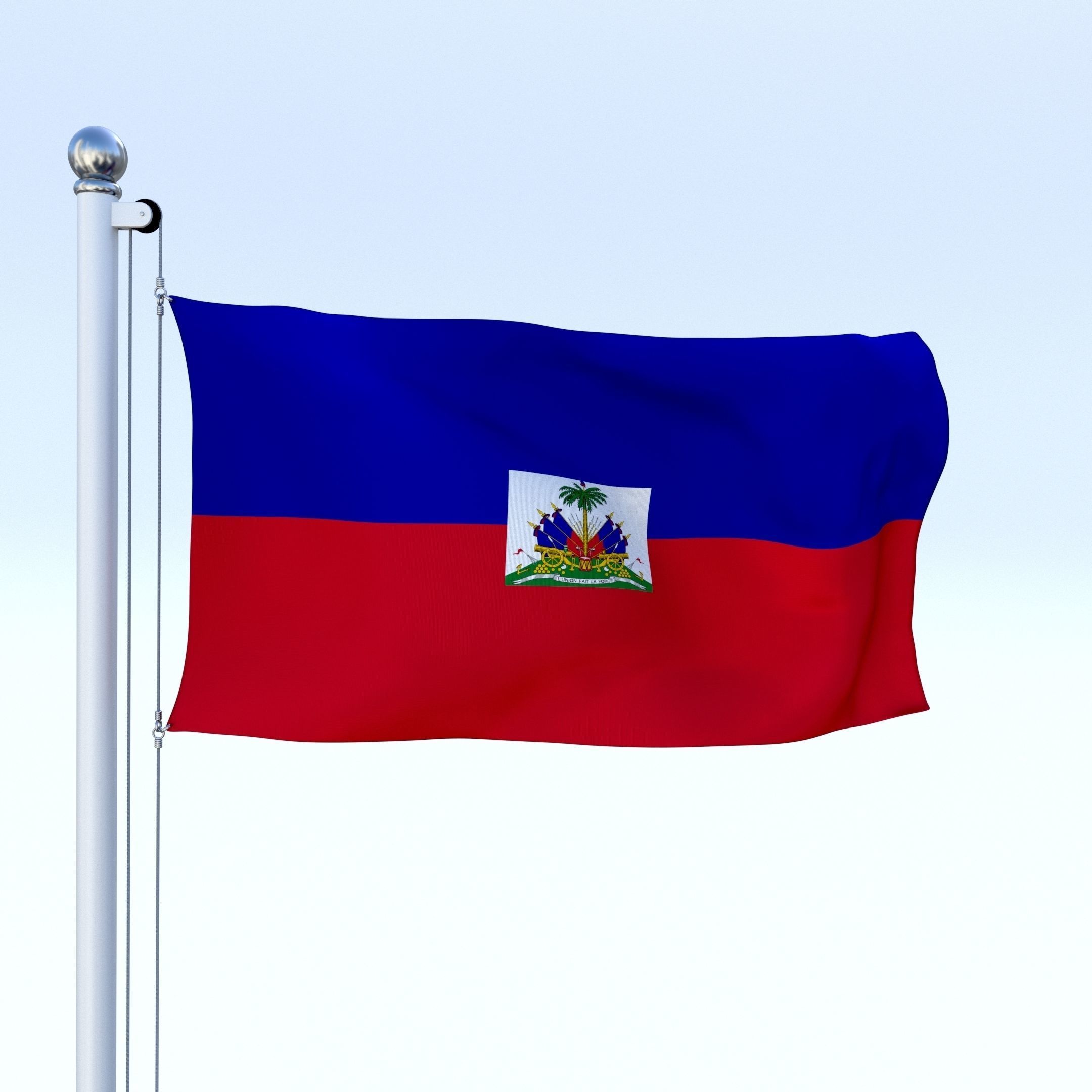 Animated Haiti Flag Low-poly 3D model_24