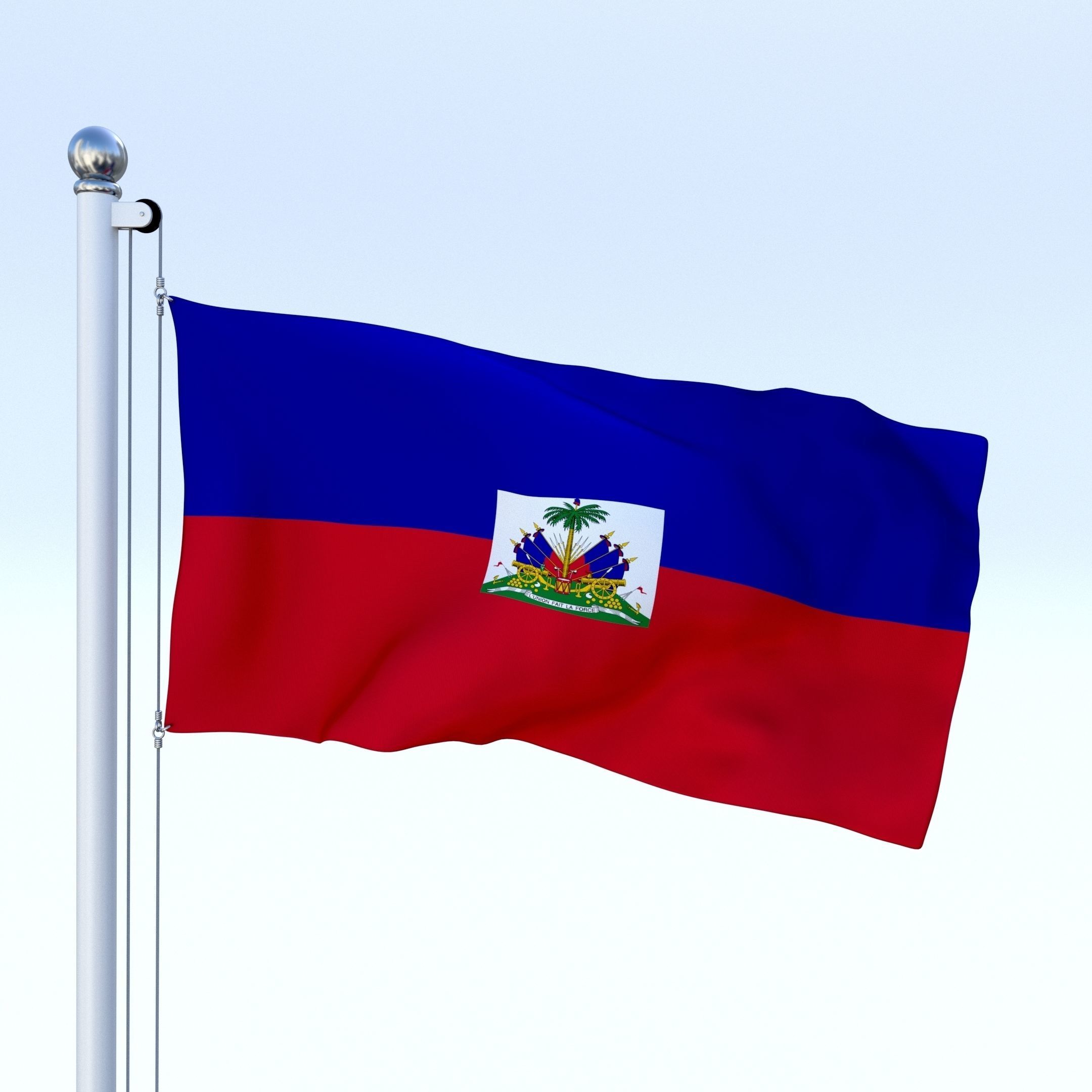 Animated Haiti Flag Low-poly 3D model_4
