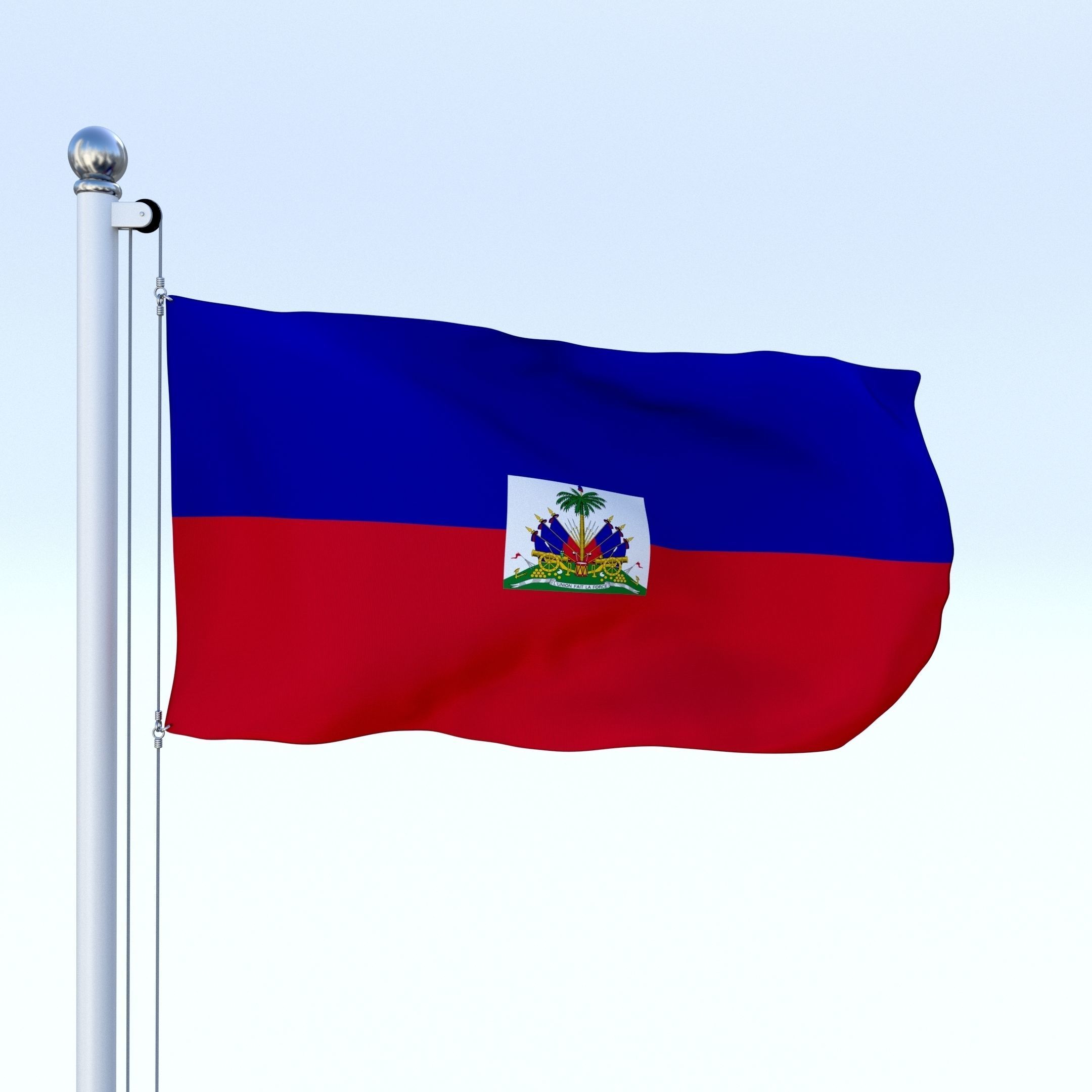 Animated Haiti Flag Low-poly 3D model_15