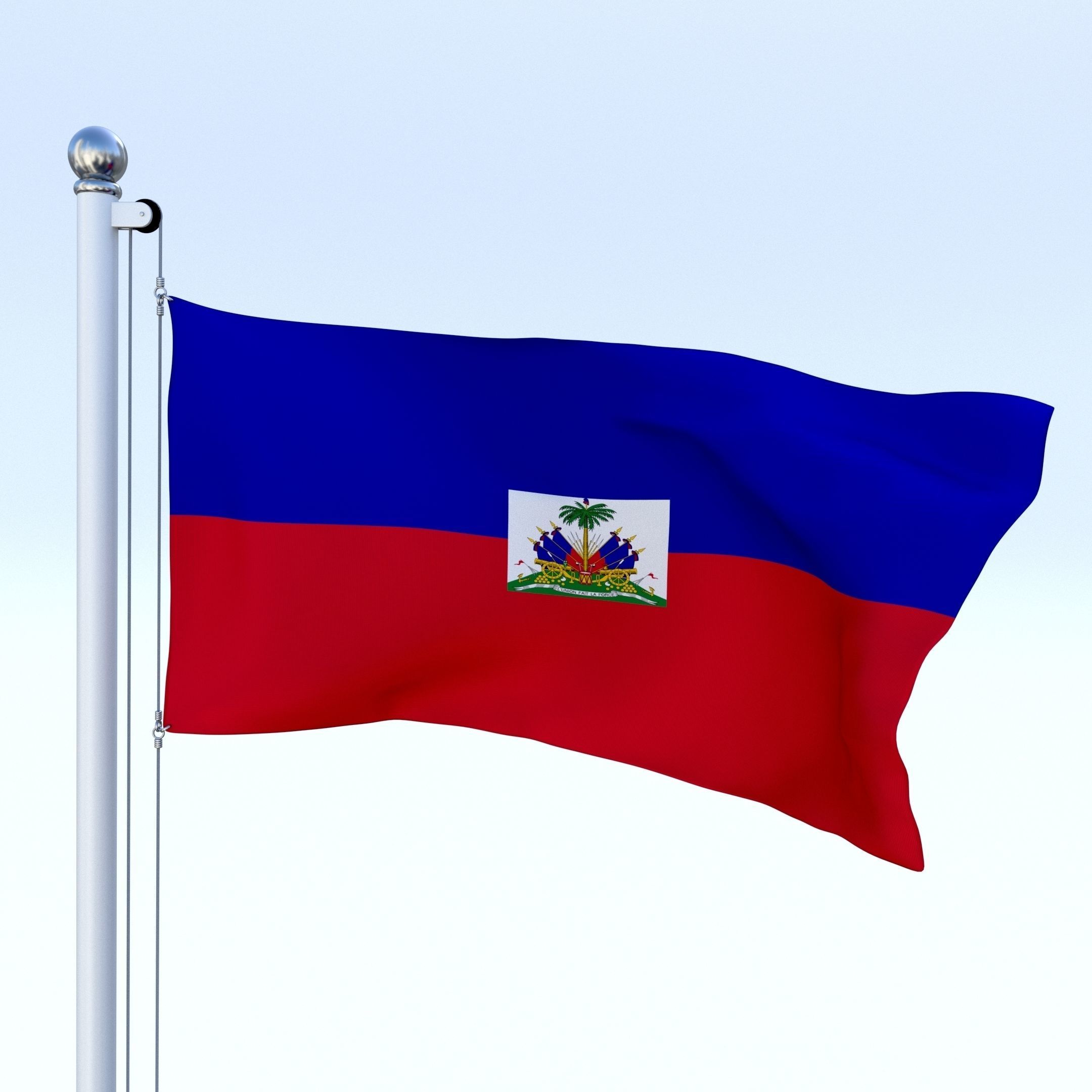 Animated Haiti Flag Low-poly 3D model_5