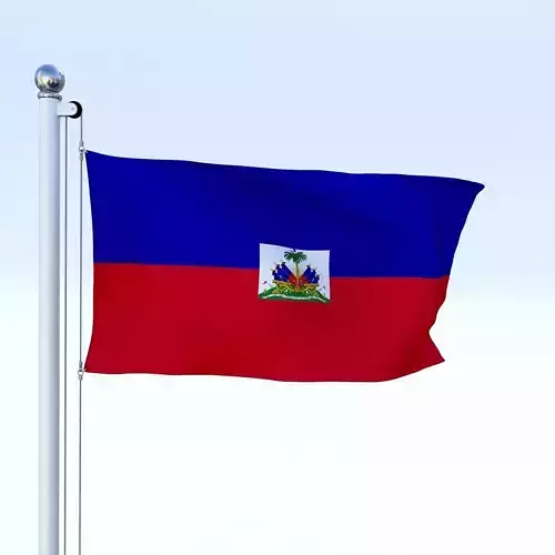 Animated Haiti Flag Low-poly 3D model