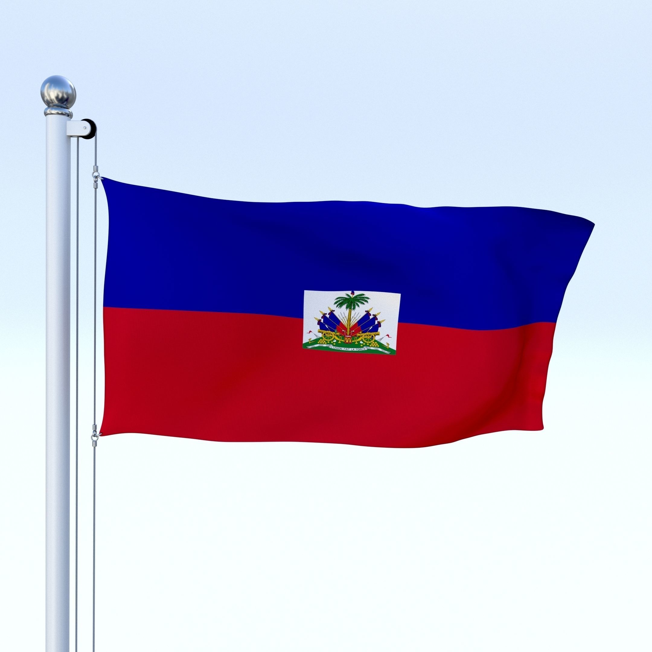 Animated Haiti Flag Low-poly 3D model_10