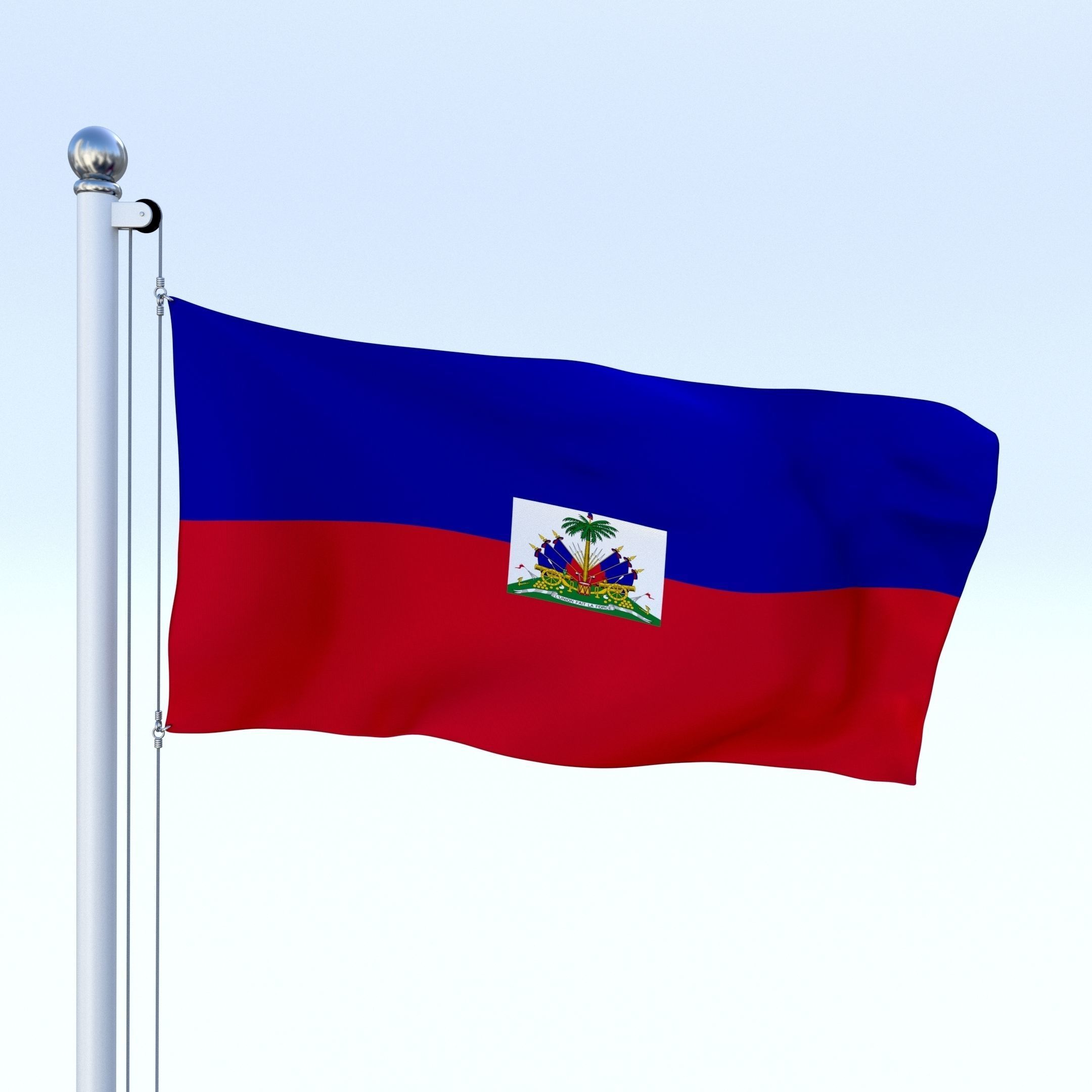 Animated Haiti Flag Low-poly 3D model_1
