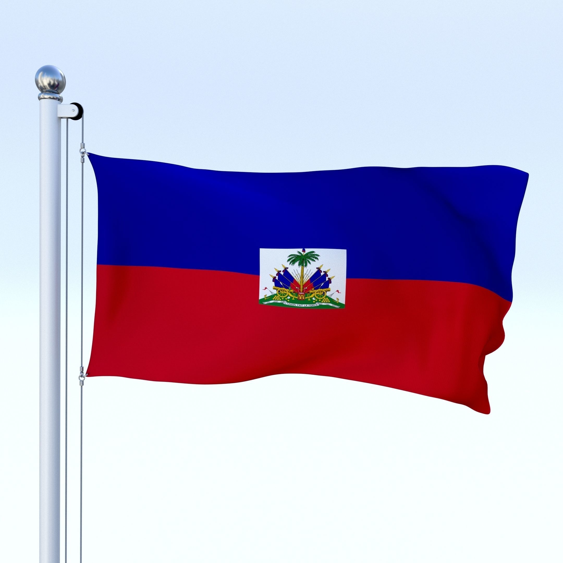 Animated Haiti Flag Low-poly 3D model_11