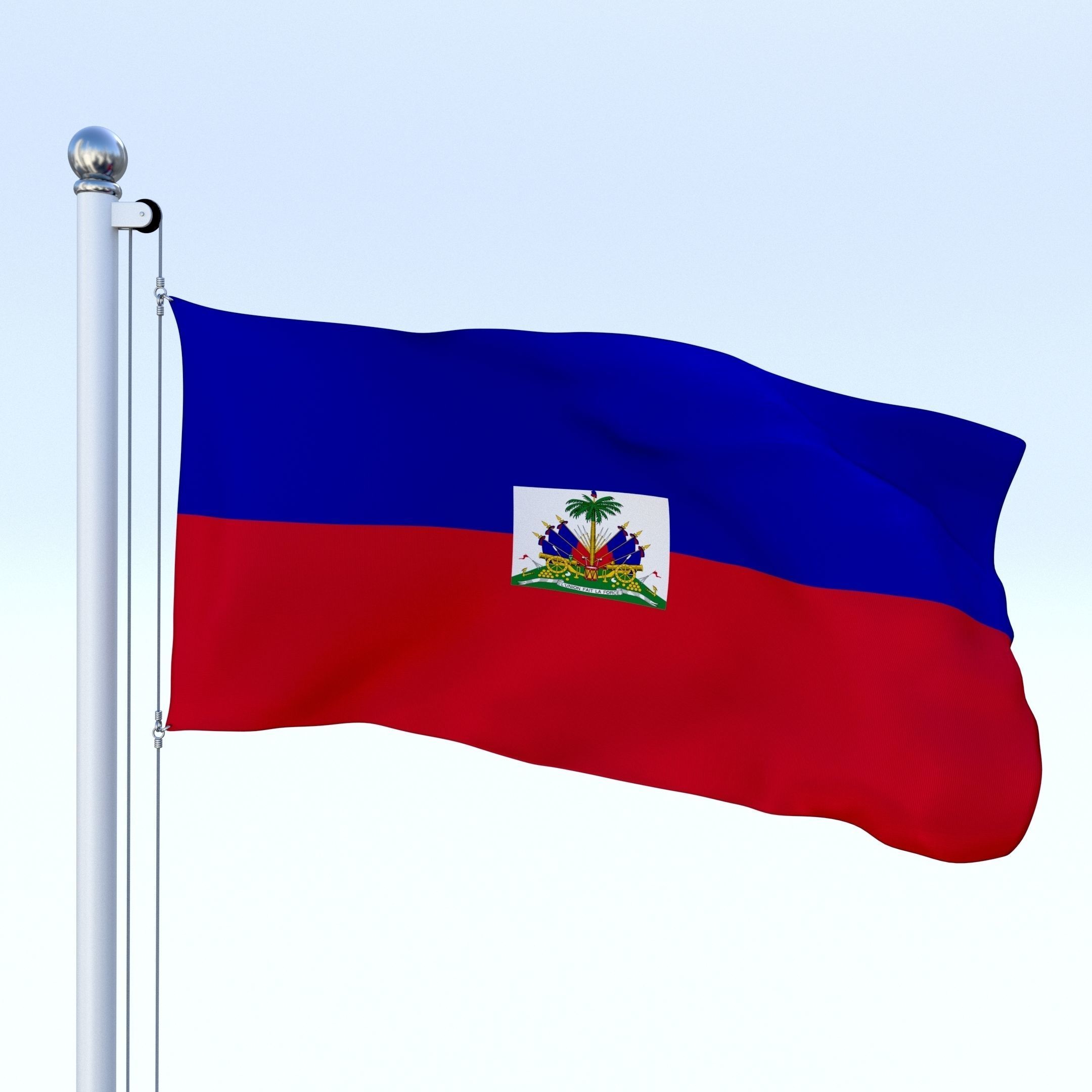 Animated Haiti Flag Low-poly 3D model_14