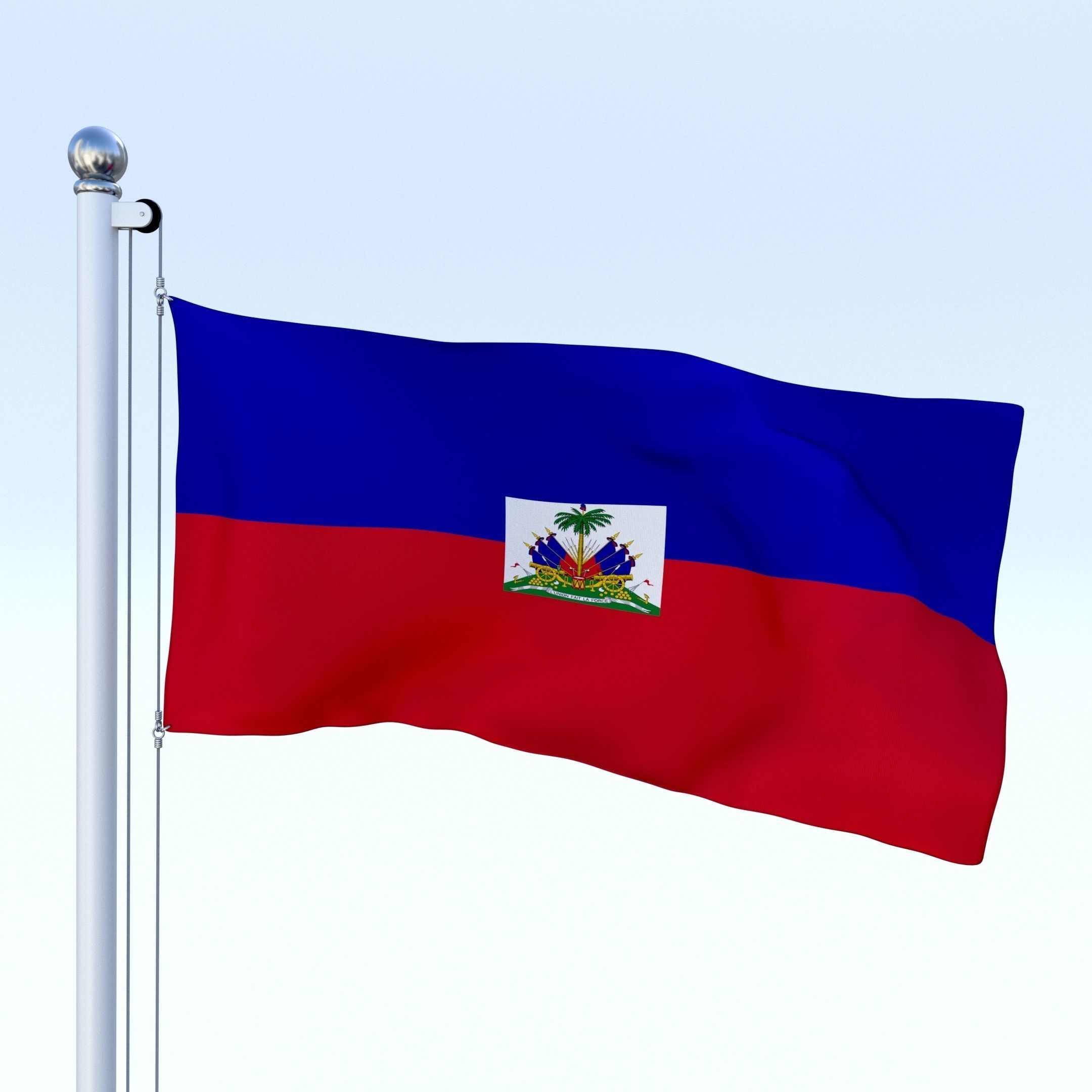 Animated Haiti Flag Low-poly 3D model_20