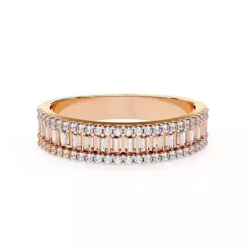 Baguette and Round Half Eternity Band For Bridal Ring 